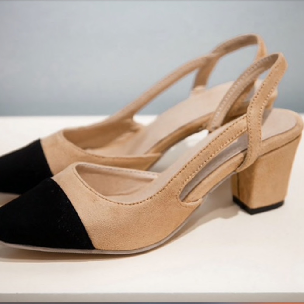 Slingback bicolor shoes classic sandals low heel